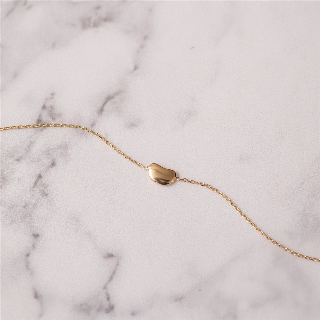 Goldstore-14k 18k Gold  Little Bean Bracelet, Gold bean Bracelet in Yellow White or Rose Gold. Gift for Her.