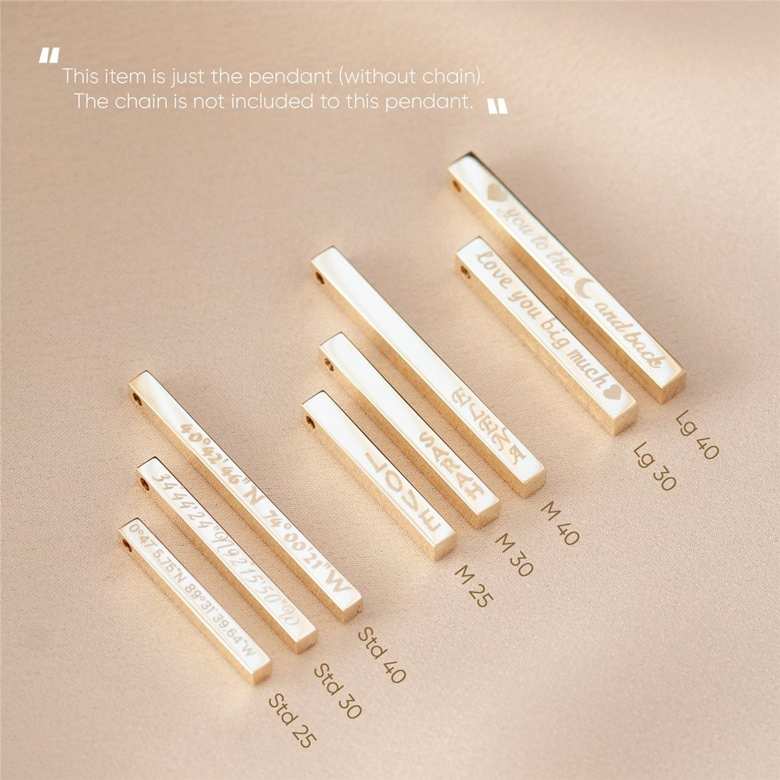 Goldstore-14K 18K Real Gold Personalized 4 Side Bar Graduation Pendant, Engraved Doctorate Graduation Gift Custom Name Pendant Gift For Graduation