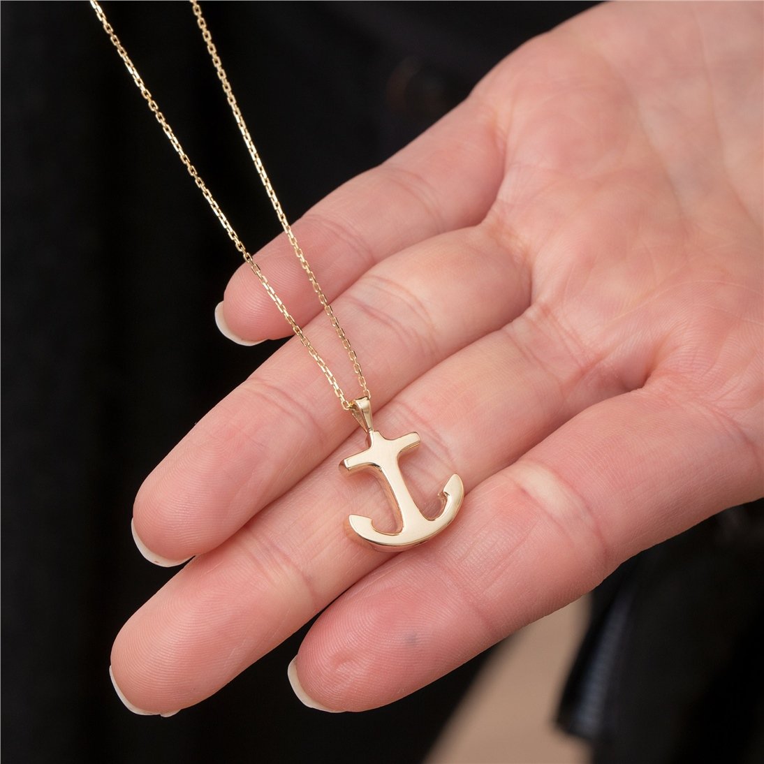 Goldstore-14k 18k Solid Gold Anchor Ash Pendant Necklace,Nautical Real Gold Urn Pendant, Anchor Gold Cremation Urn Pendant, Keepsake Memorial Pendant