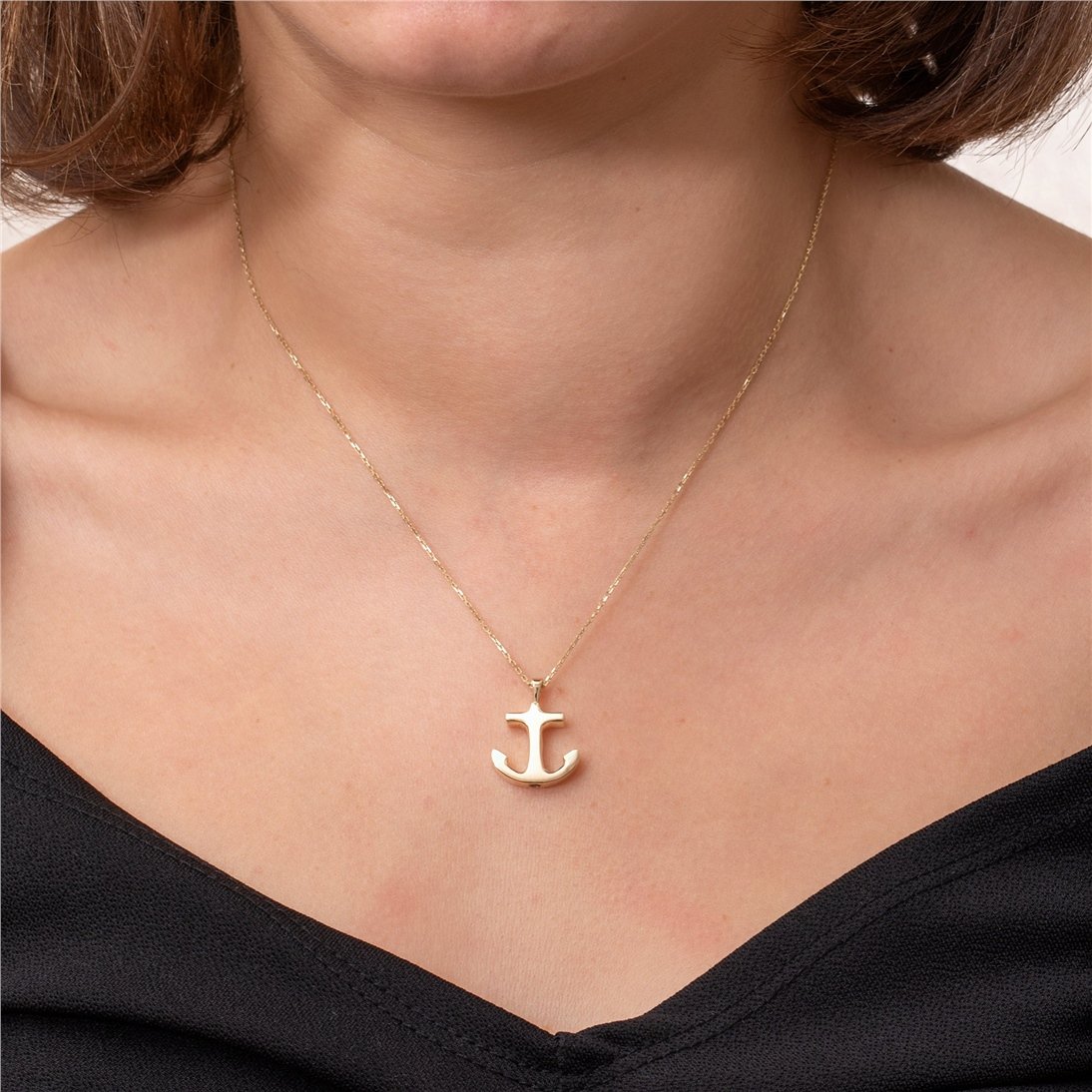 Goldstore-14k 18k Solid Gold Anchor Ash Pendant Necklace,Nautical Real Gold Urn Pendant, Anchor Gold Cremation Urn Pendant, Keepsake Memorial Pendant