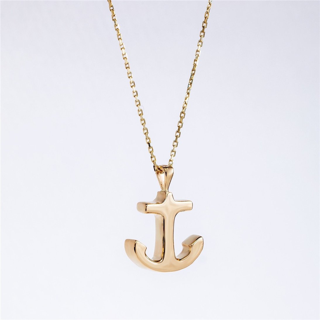 Goldstore-14k 18k Solid Gold Anchor Ash Pendant Necklace,Nautical Real Gold Urn Pendant, Anchor Gold Cremation Urn Pendant, Keepsake Memorial Pendant