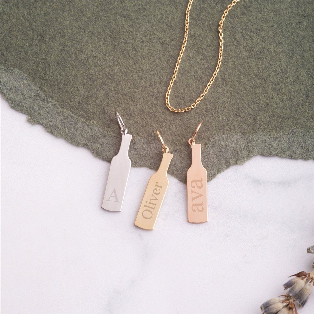 Goldstore-14k 18k Solid Gold Custom Wine Bottle & Wine Glass Necklace, Dainty Wine Lover Jewelry, Bride Weekend, Bachelorette Gift, Ladies Nightout