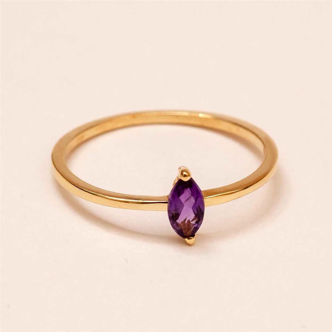 Goldstore-14K 18K Solid Gold Simple Marquise Ring, Dainty Natural Marquise Diamond or Gemstones Ring is a Great Gift For Her. Gift For Women