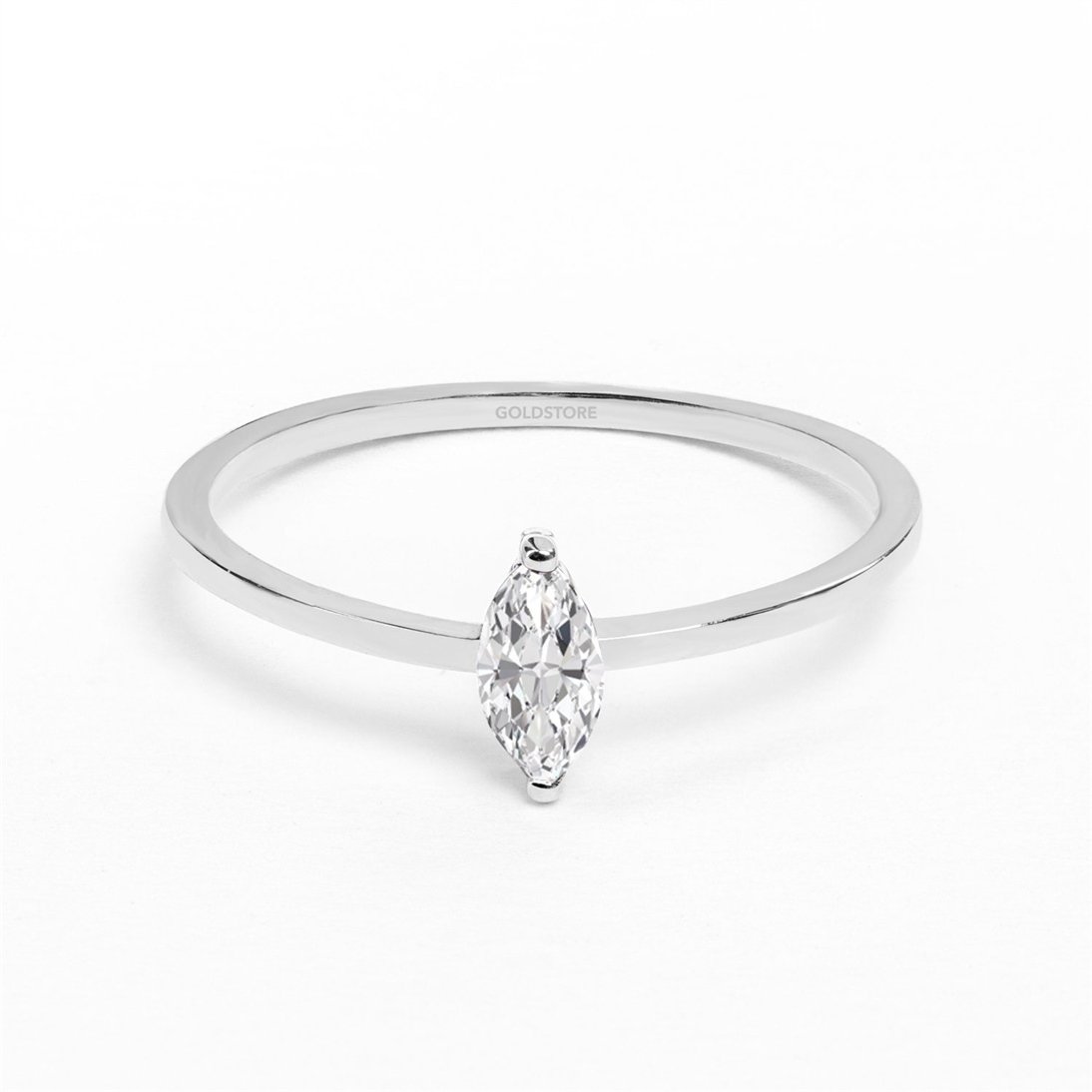 Goldstore-14K 18K Solid Gold Simple Marquise Ring, Dainty Natural Marquise Diamond or Gemstones Ring is a Great Gift For Her. Gift For Women