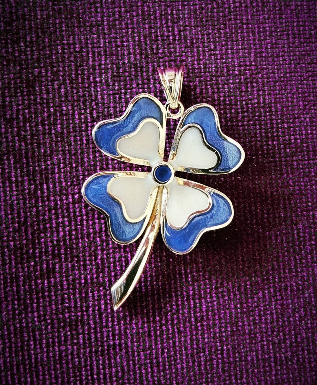 Goldstore-14k Gold Enamel 4 Leaf Clover Pendant, Solid Gold Colorful Enamel 4 Leaf Clover Pendant, Four Leaf Clover Pendant, Clover Lucky Necklace