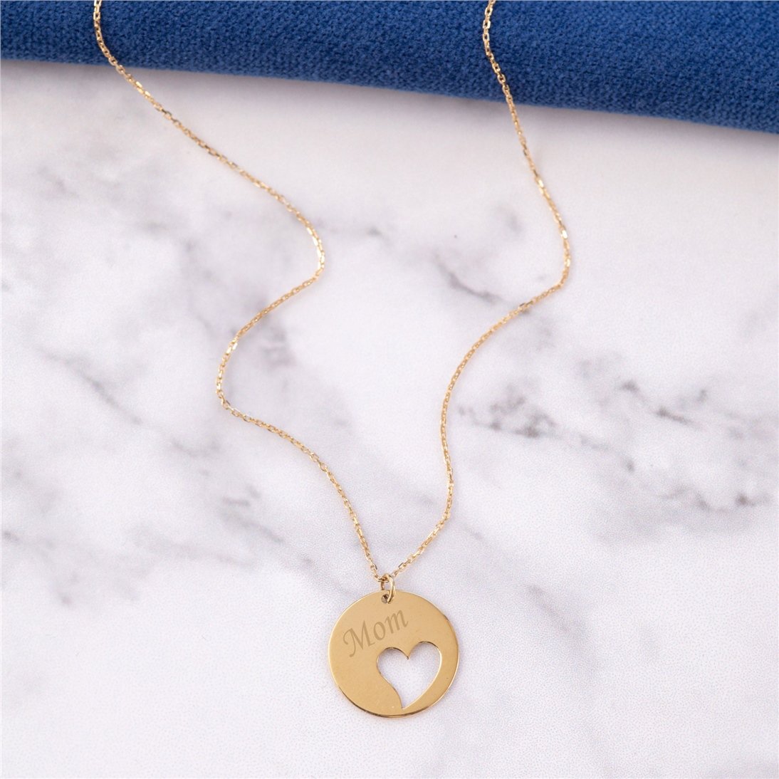Goldstore-14k Solid Gold Mother Daughter Necklace Set, Custom Engrave Name Initial Heart Layered Necklace Set, Layered Necklace Set Gold Gift for Her.