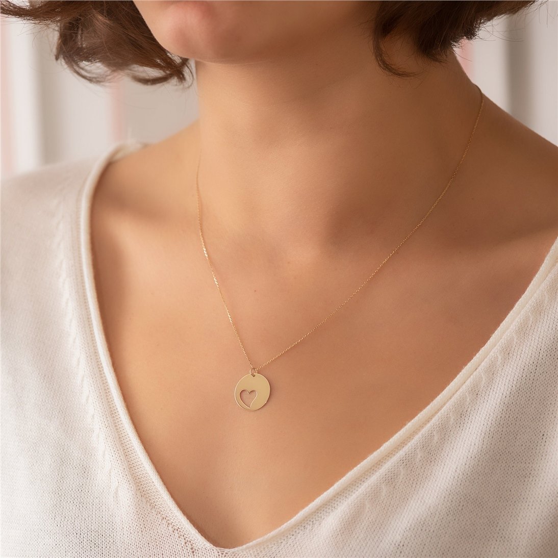 Goldstore-14k Solid Gold Mother Daughter Necklace Set, Custom Engrave Name Initial Heart Layered Necklace Set, Layered Necklace Set Gold Gift for Her.
