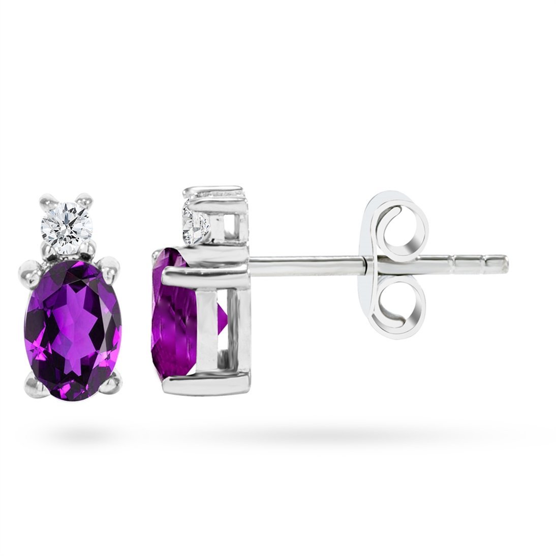 Goldstore-Ametist Taşlı 0.1 ct. Pırlanta Küpe