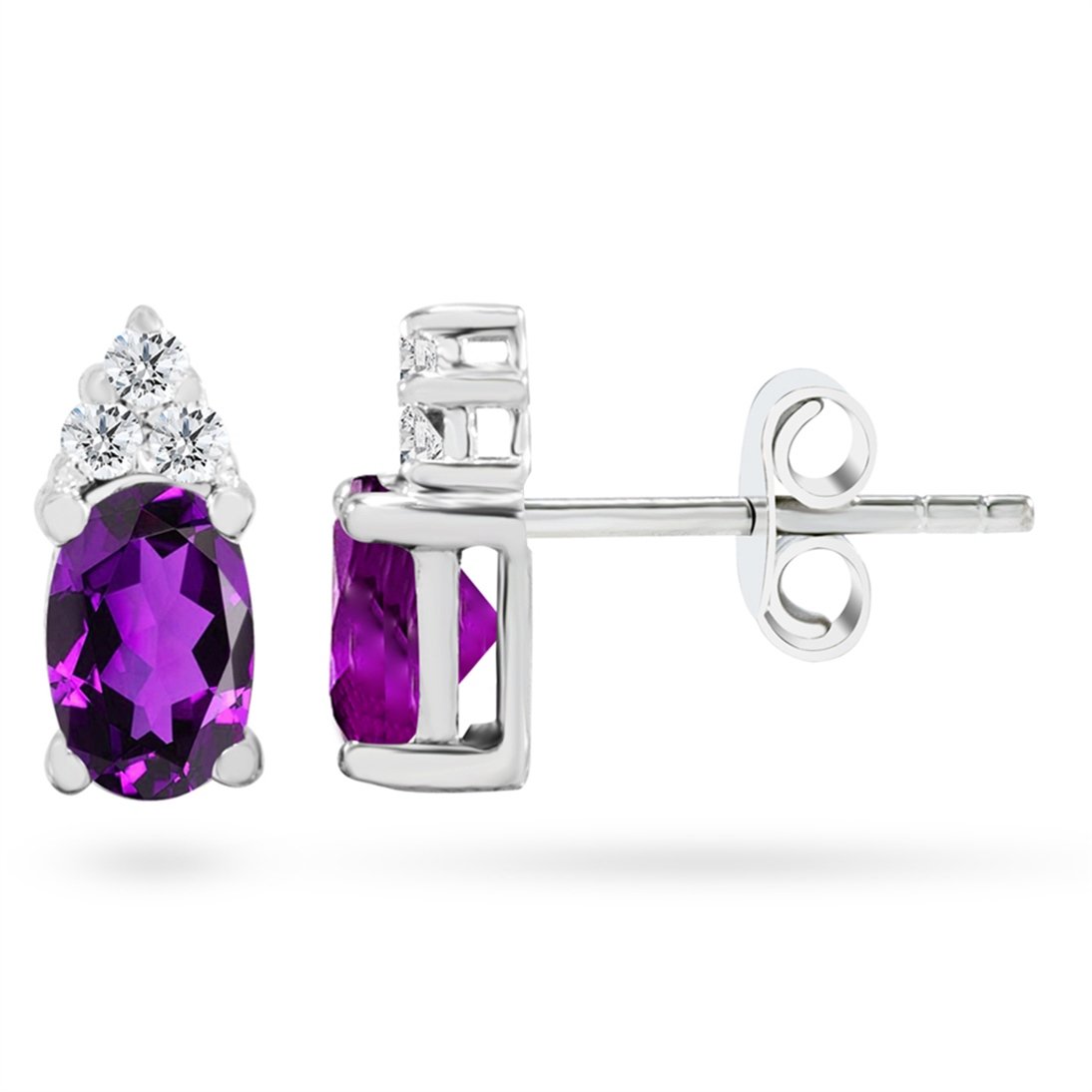 Goldstore-Ametist Taşlı 0.12 ct. Pırlanta Küpe