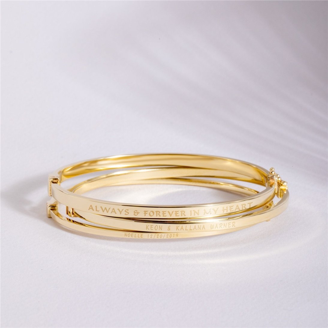 Goldstore-Hinged Bracelet 14K Solid Gold, Custom Name Date Engraved Plain Gold Bangle, Stacking Solid Gold Cuff, Personalized Engrave Bangle Bracelet