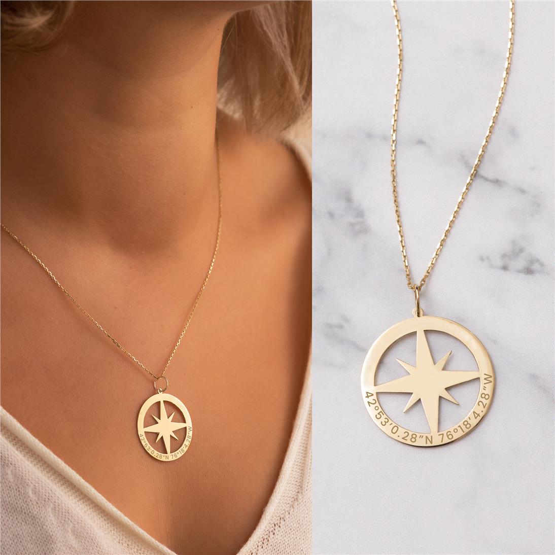 Goldstore-Name Compass Necklace