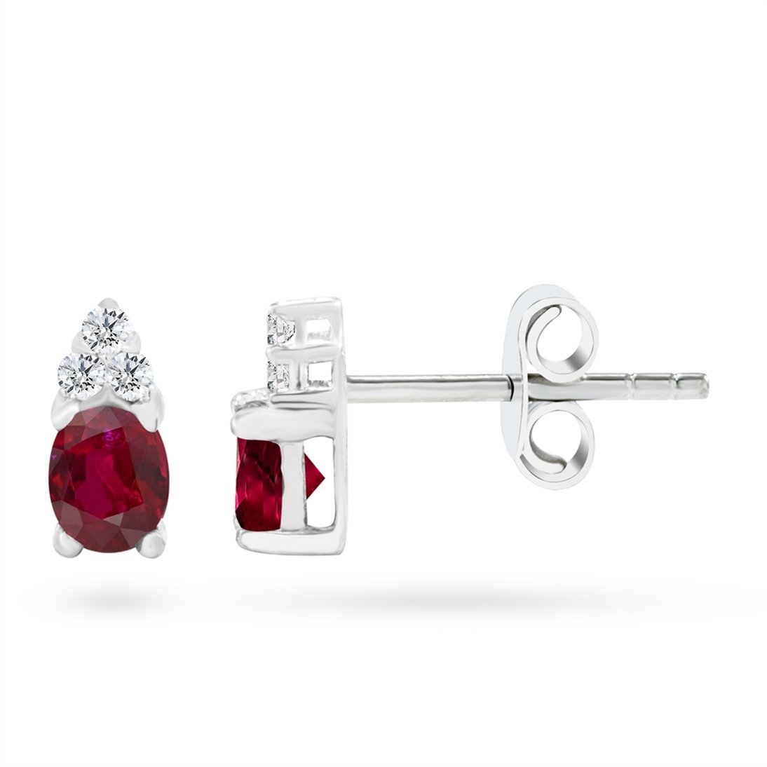 Goldstore-URL 0.08 ct. Pırlanta Yakut Klasik Küpe