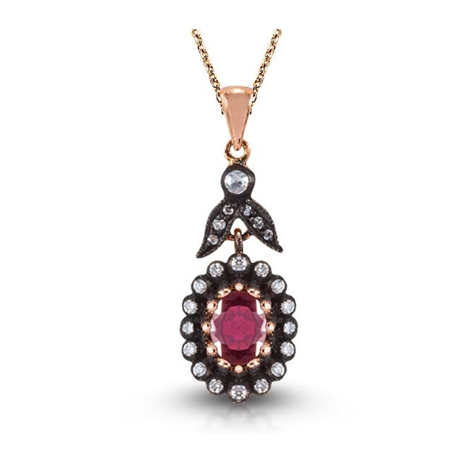 Goldstore-URL 0.17 ct. Pırlanta Yakut Fantezi Kolye