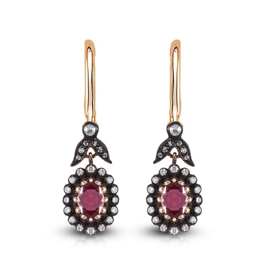 Goldstore-URL 0.3 ct. Pırlanta Yakut Fantezi Küpe