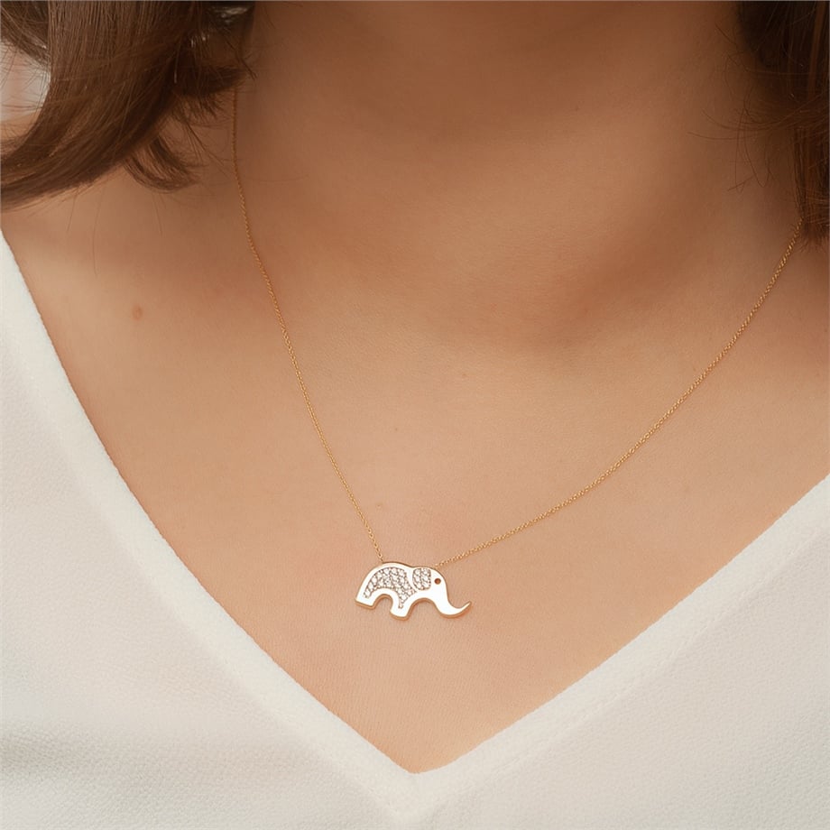 Goldstore-URL Zirkon Fil Kolye