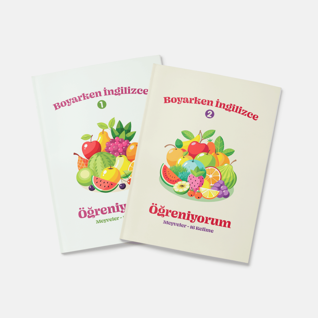 Boyarken İngilizce Öğreniyorum Meyveler Boyama Kitabı 2'li Set