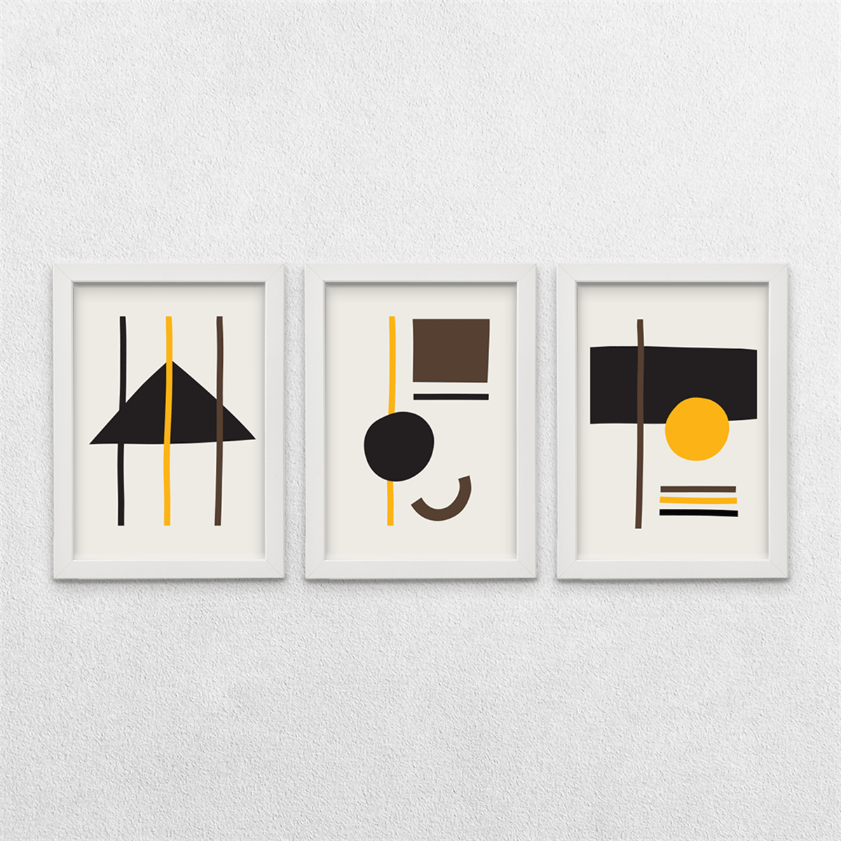 Geometrik Şekiller 3'lü Çerçeveli Tablo Seti 30x40 cm