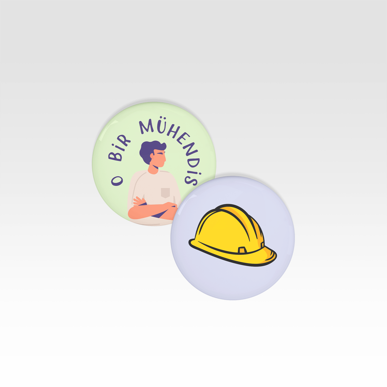 Mühendis 1 İğneli Rozet 2'li Set (44 mm)