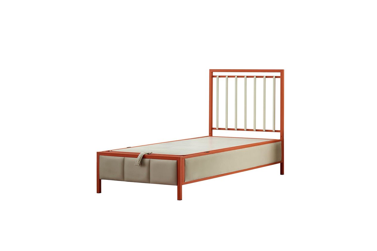 Gleam Tek Kişilik Metal Başlıklı Sandıklı Baza Başlık Set - Turuncu