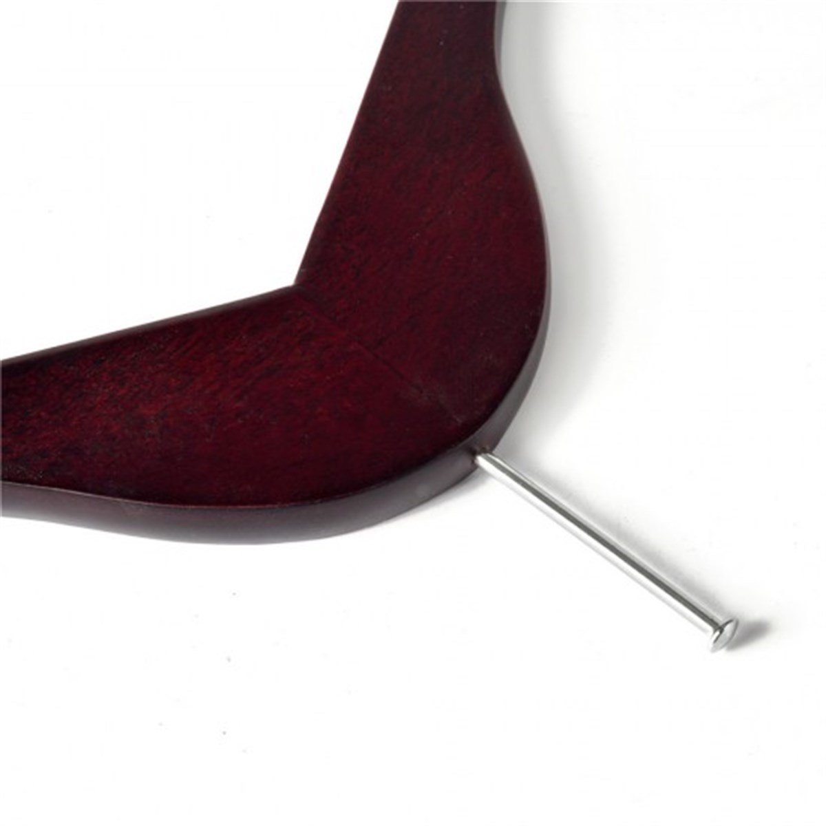 12 Adet Otel Tipi Elbise Askısı Ahşap Otel Elbise Askısı Ceviz Renk Metal Halkalı 43 cm