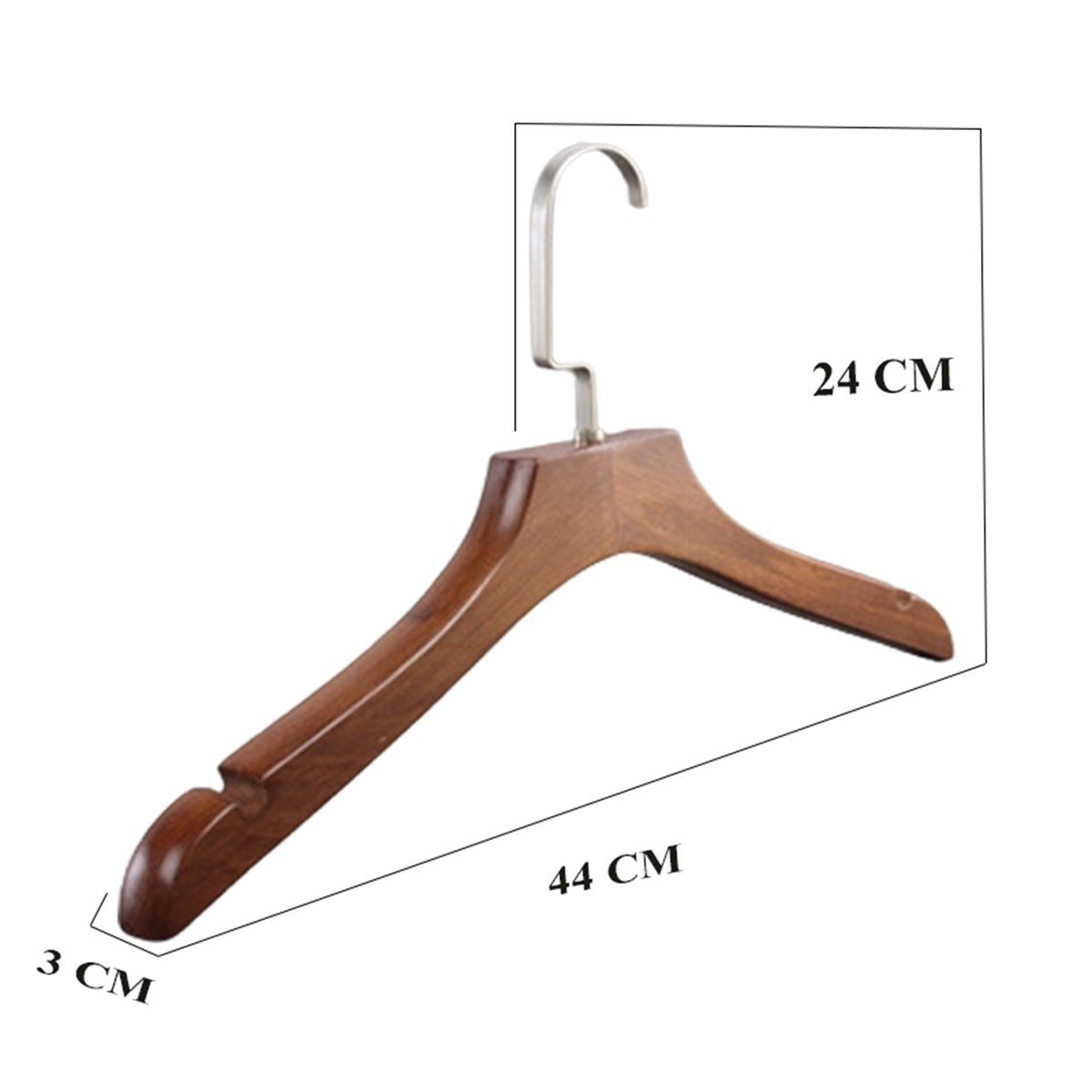 100 Adet Ahşap Ceket Askısı Kalın Omuzlu Ahşap Elbise Askısı Takım Elbise Askısı Kahverengi 44cmx3cm 