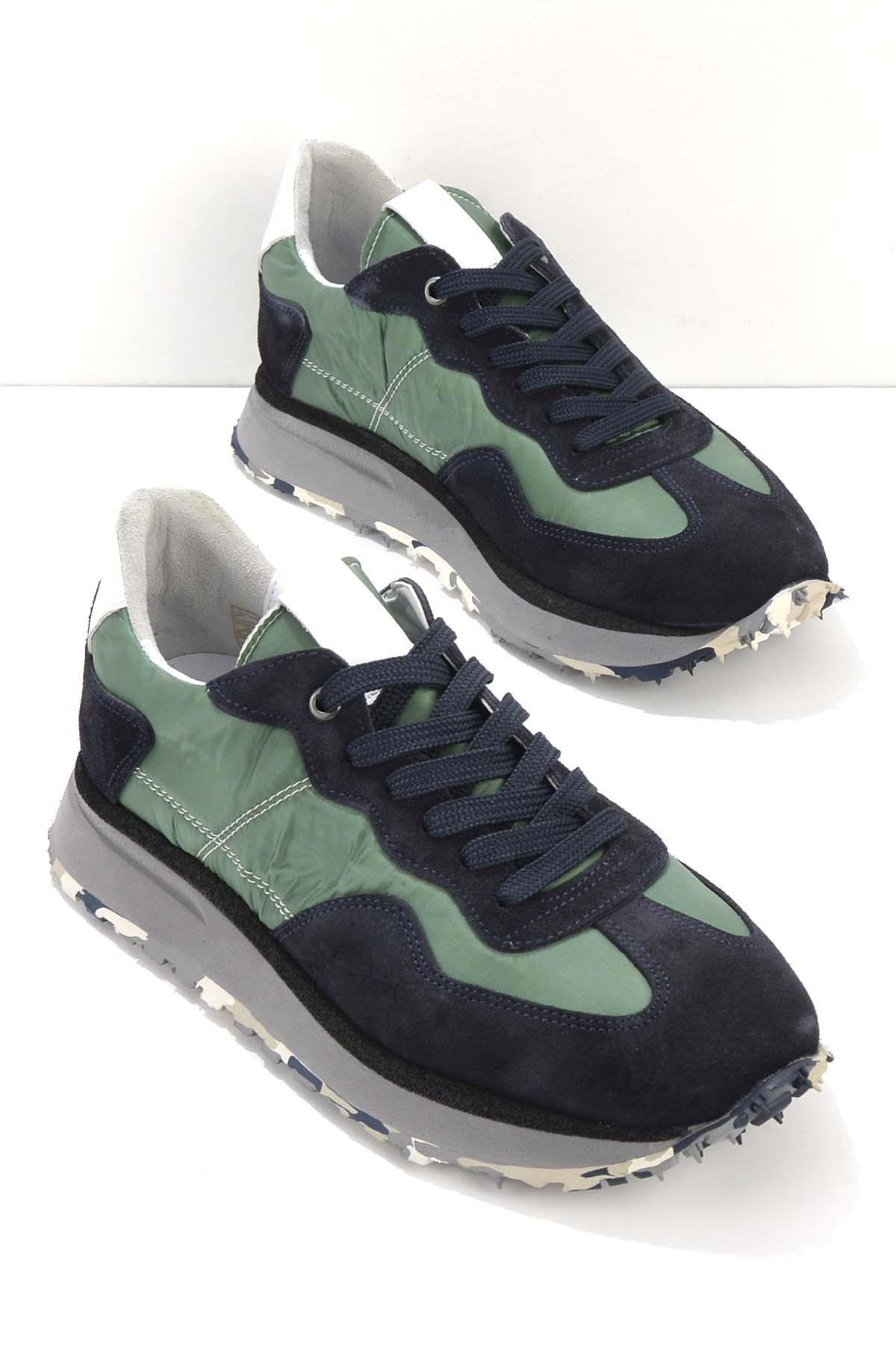 Lacivert Yeşil Süet Hakiki Deri Erkek Sneaker E01810007002