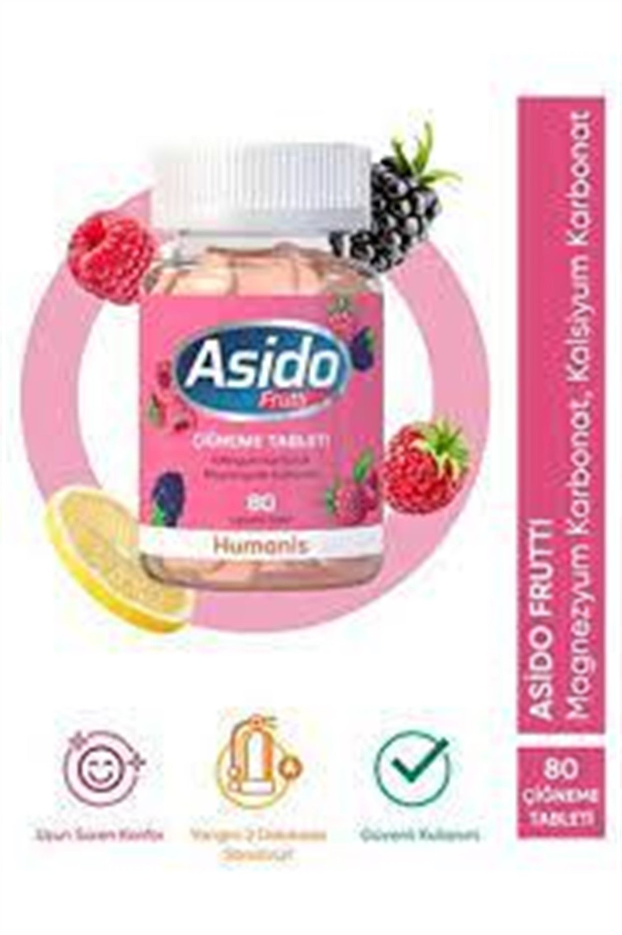 Asido Frutti Mide Asidine Karşı Çiğneme Tableti 