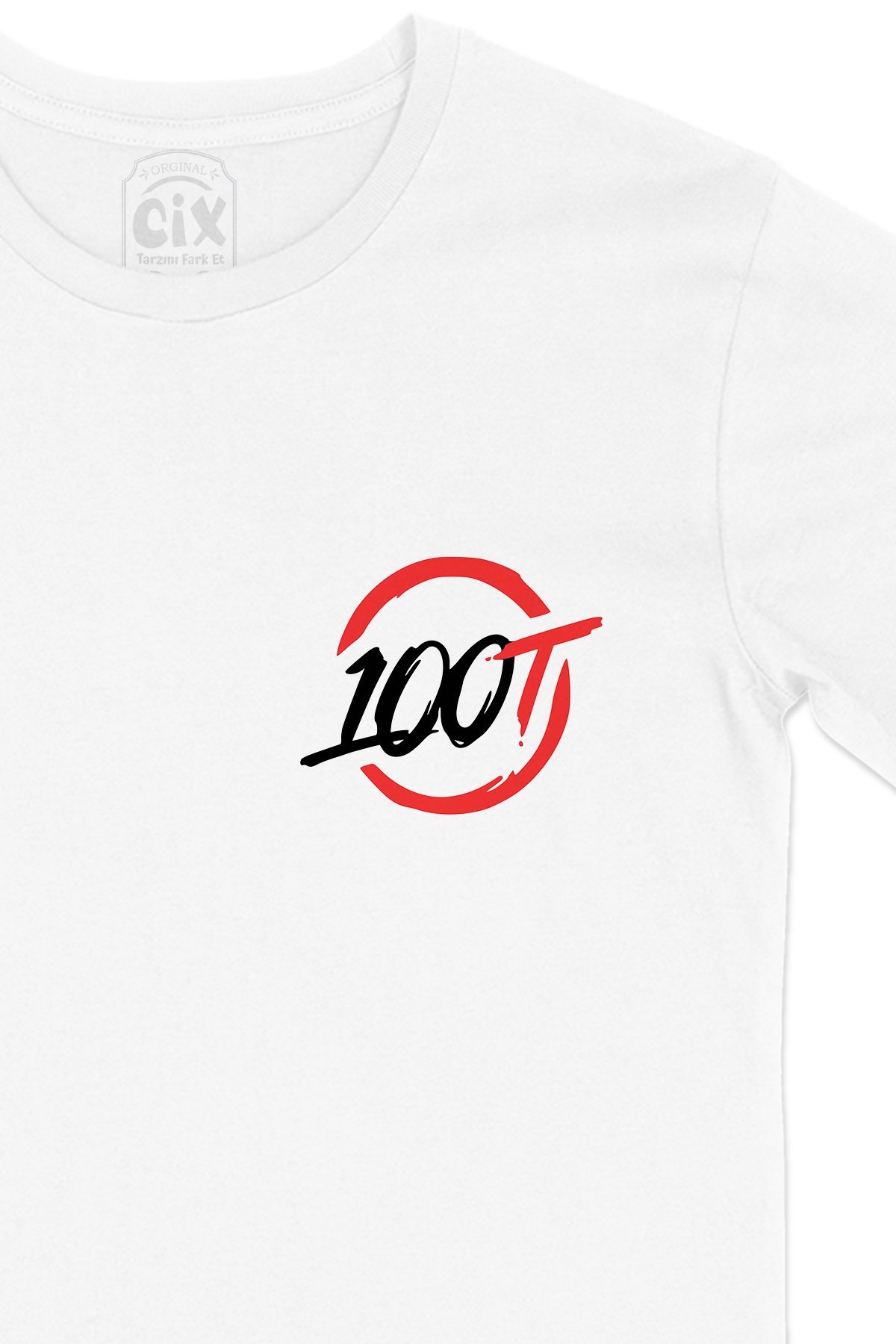 100 Thieves Cep Logo Tasarımlı Beyaz Tişört