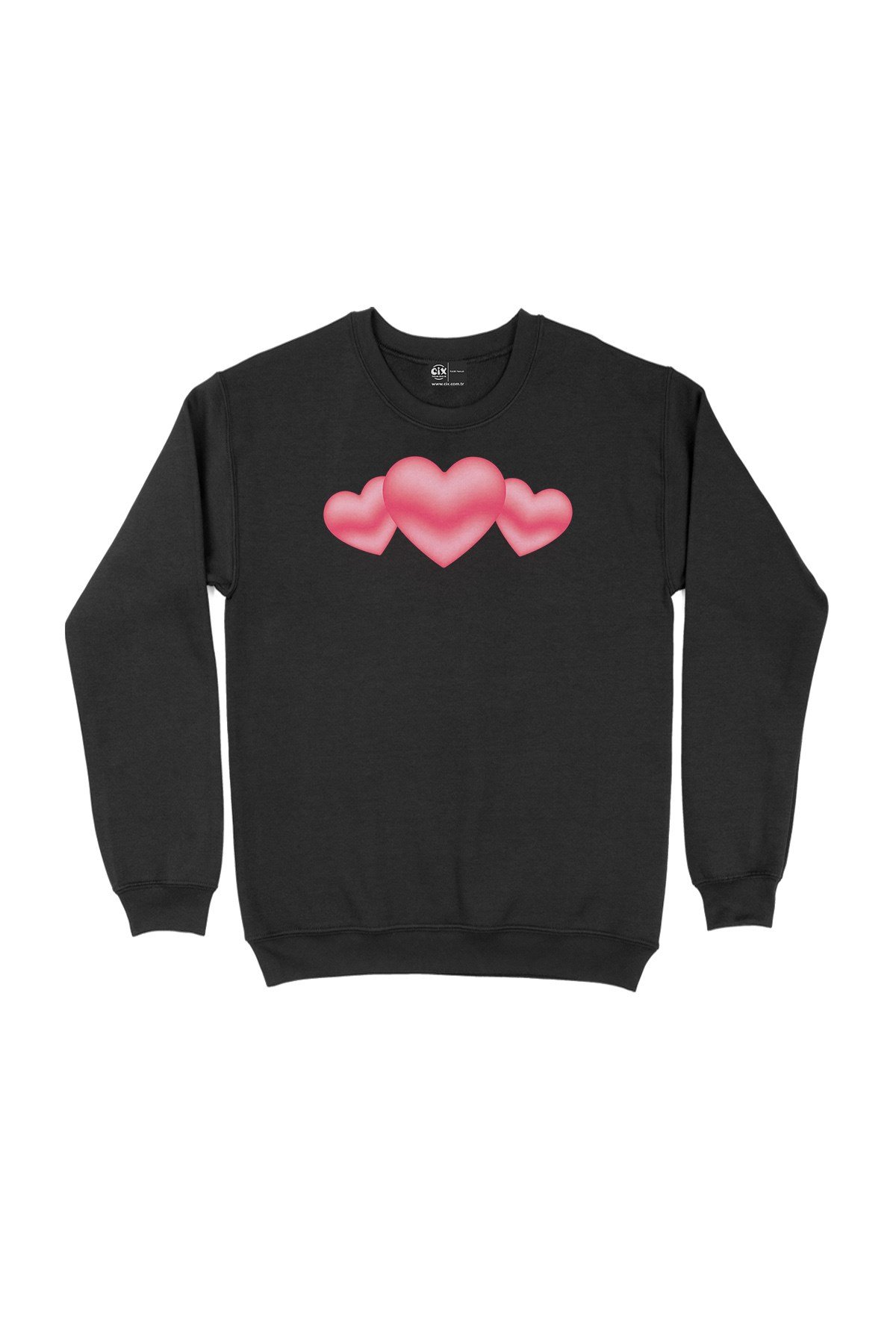 3 lü Kalp Siyah Sweatshirt