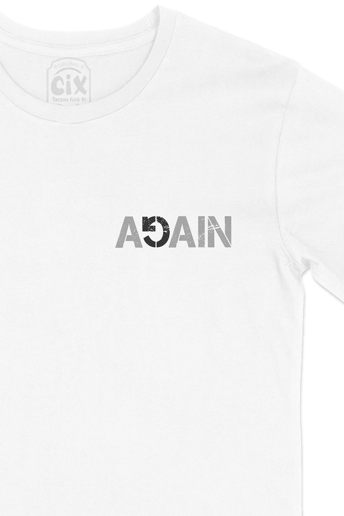 Again Tekrar Cep Logo Tasarımlı Beyaz Tişört