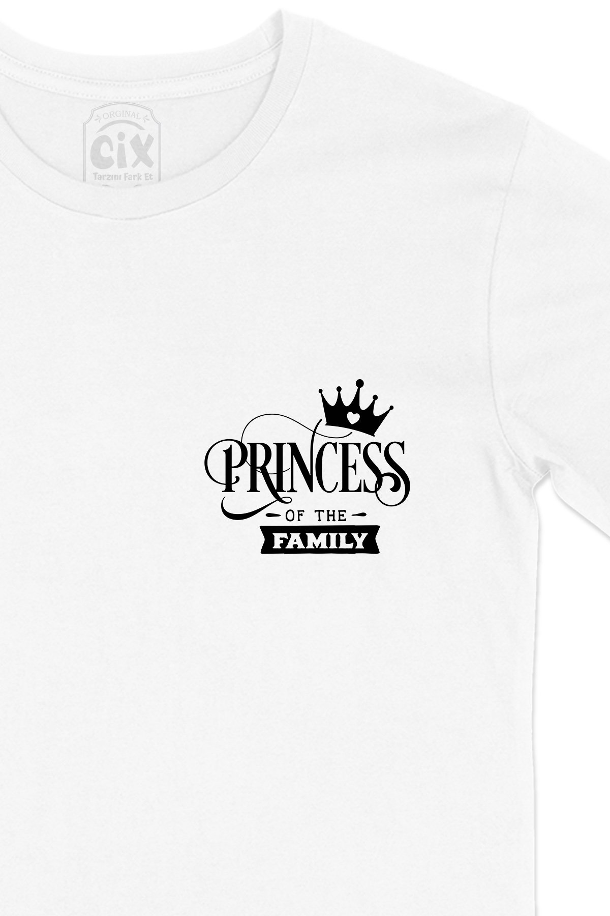 Aile Kombin Princess Cep Logo Tasarımlı Beyaz Tişört