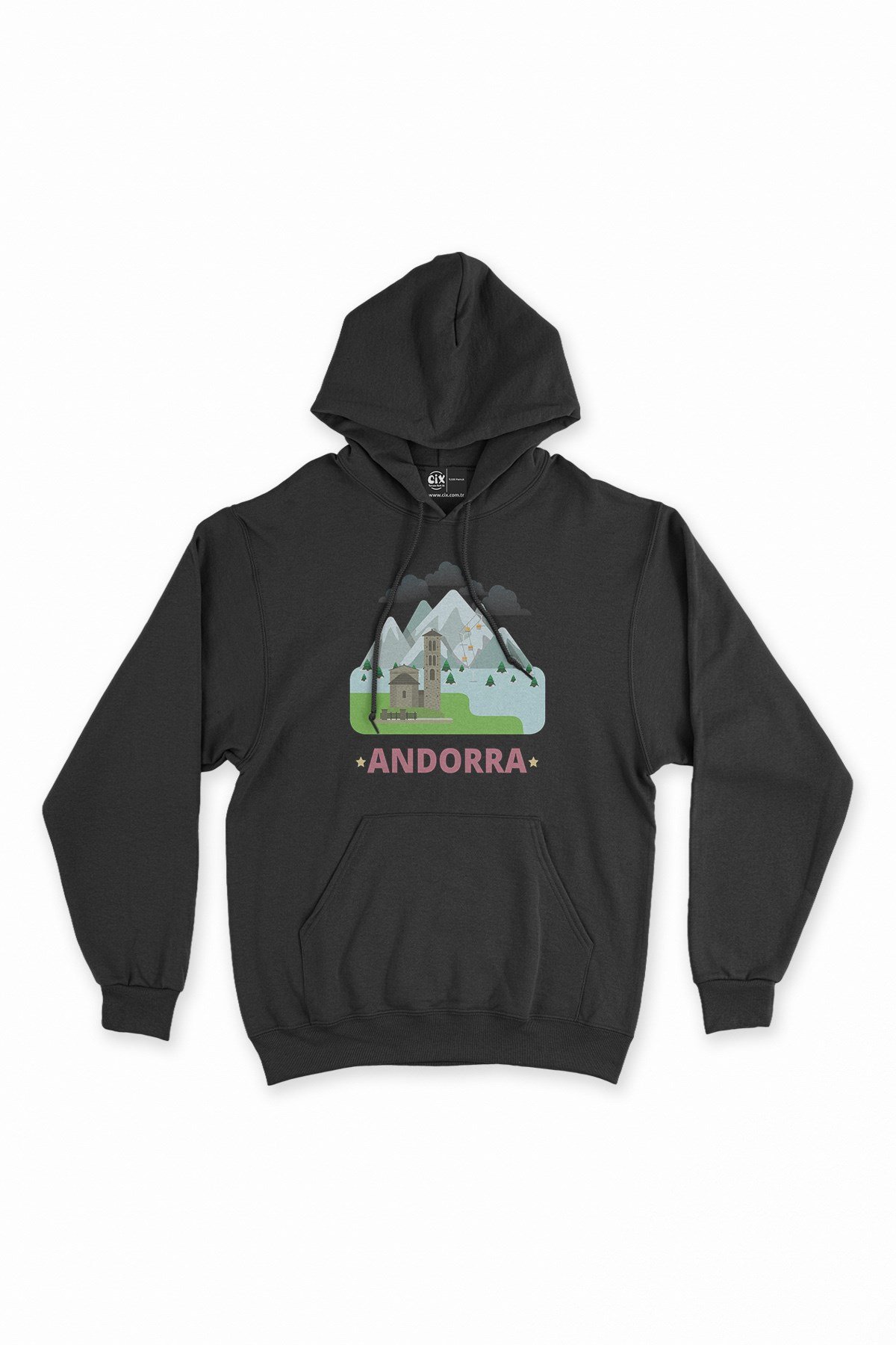 Andorra Siyah Kapşonlu Sweatshirt Hoodie