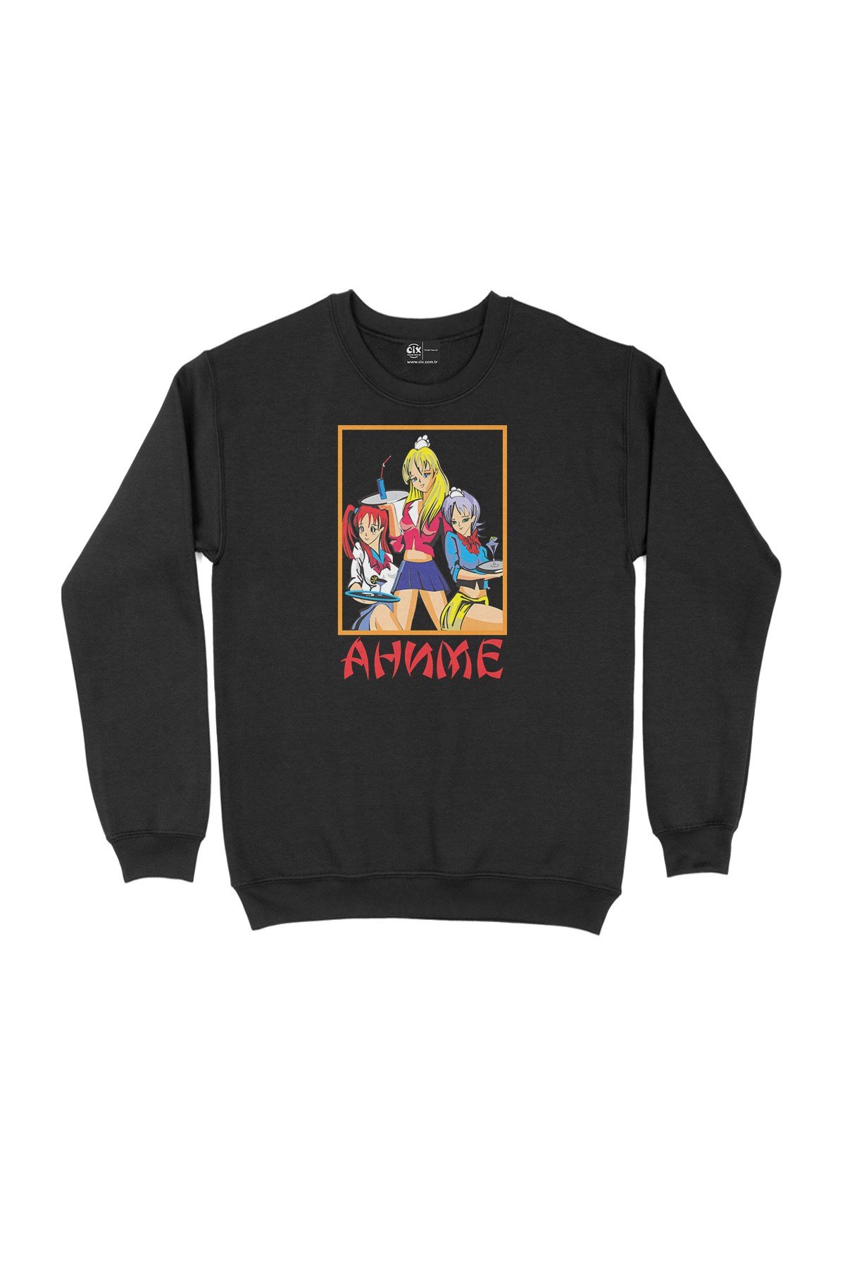 Anime Girls Siyah Sweatshirt