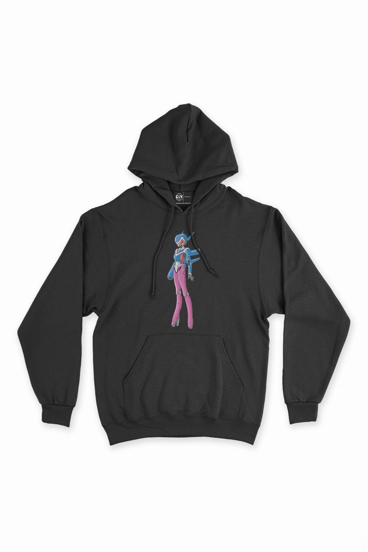 Anime Robot Siyah Kapşonlu Sweatshirt Hoodie