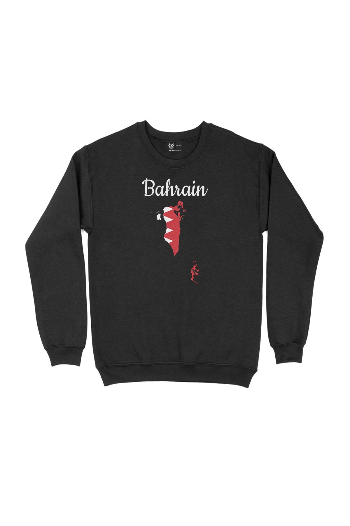 Bahreyn Haritalı ve Bayraklı Siyah Sweatshirt