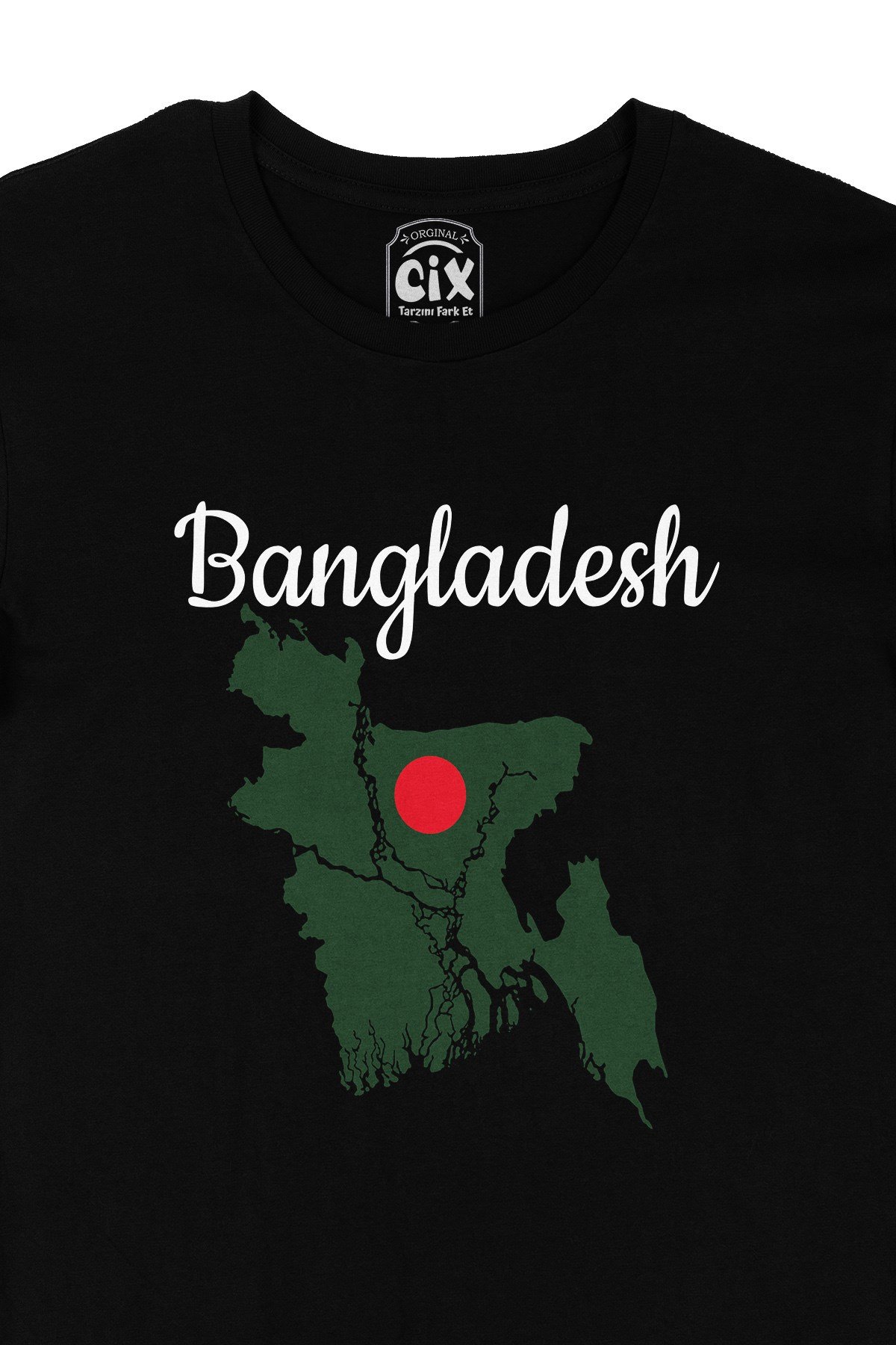 Bangladeş Haritalı ve Bayraklı Siyah Tişört