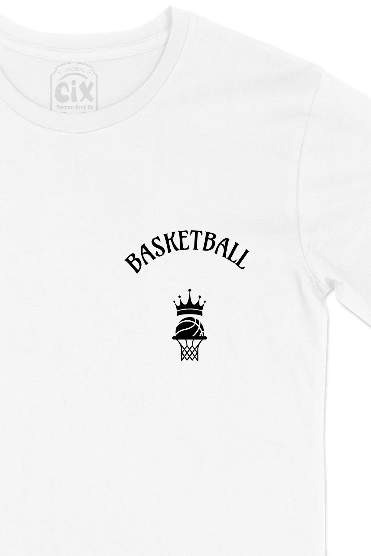 Basketbol Cep Logo Tasarımlı Beyaz Tişört