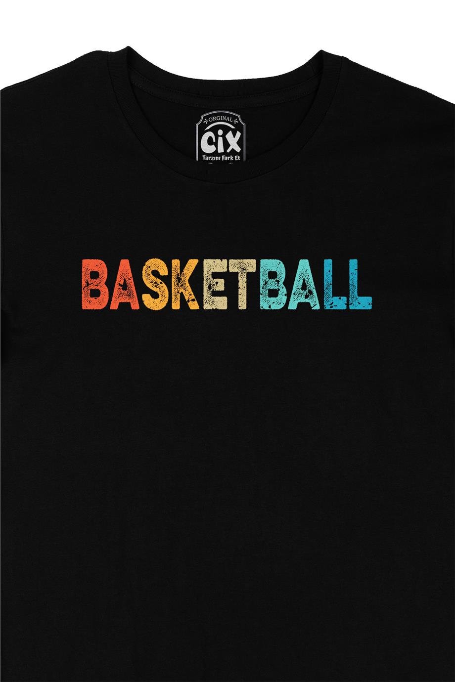Basketbol Renkli Siyah Tişört