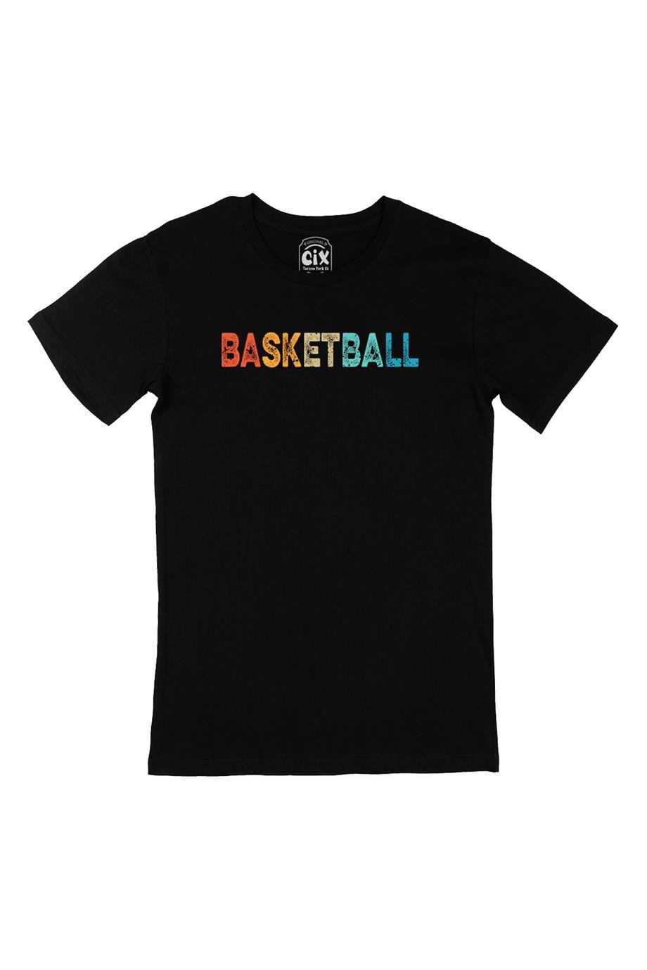 Basketbol Renkli Siyah Tişört