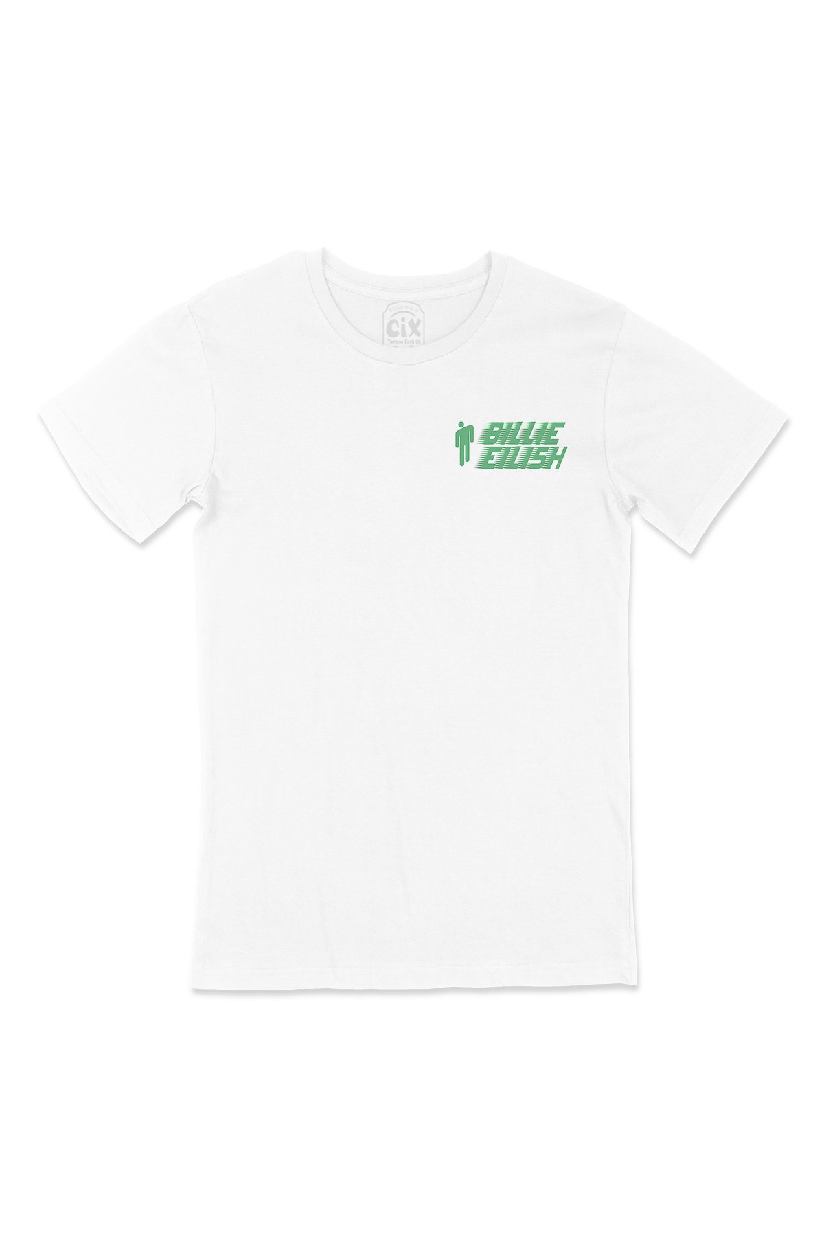Billie Eilish Cep Logo Tasarımlı Beyaz Tişört