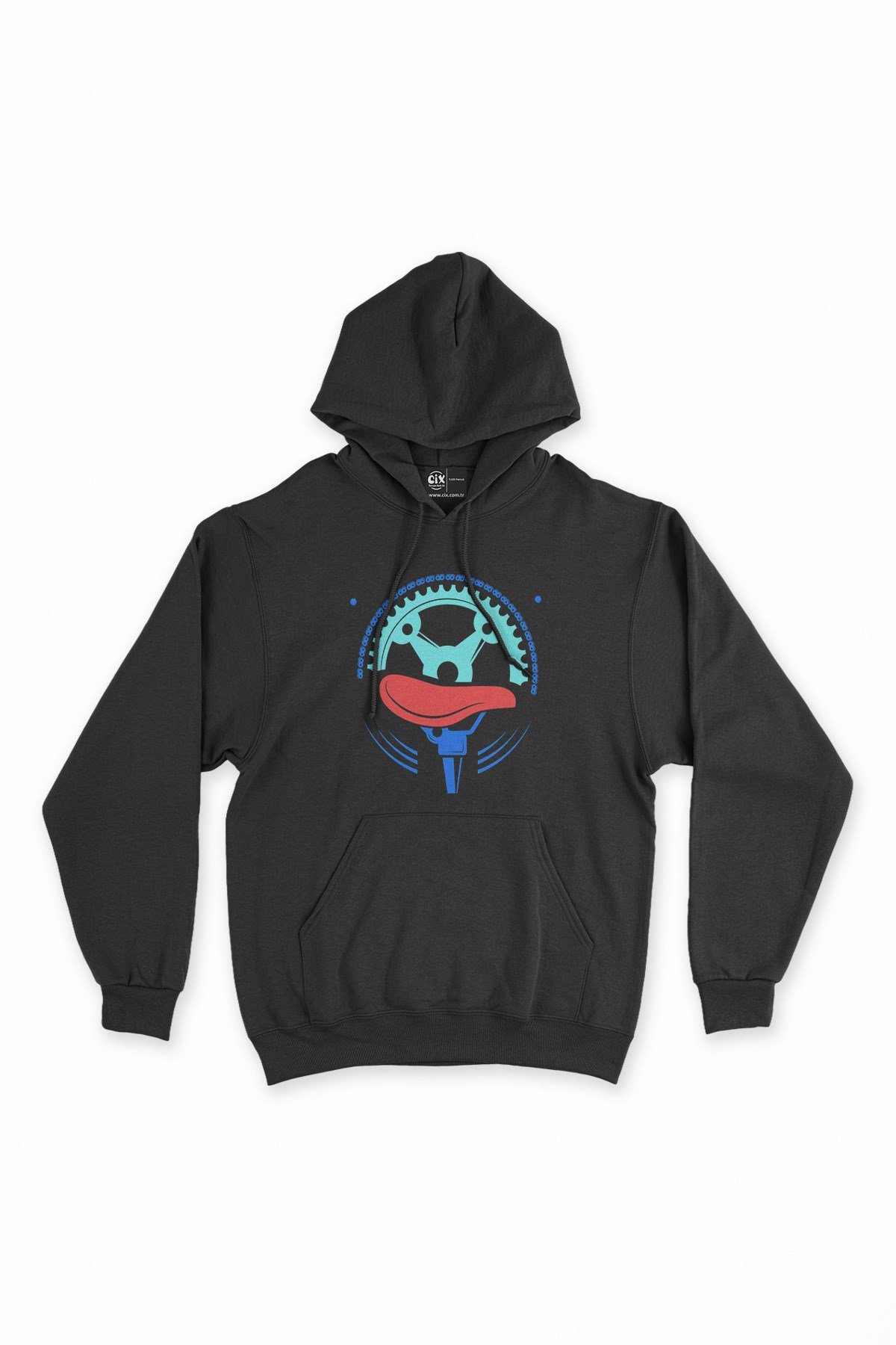 Bisiklet Tutkusu Siyah Kapşonlu Sweatshirt Hoodie