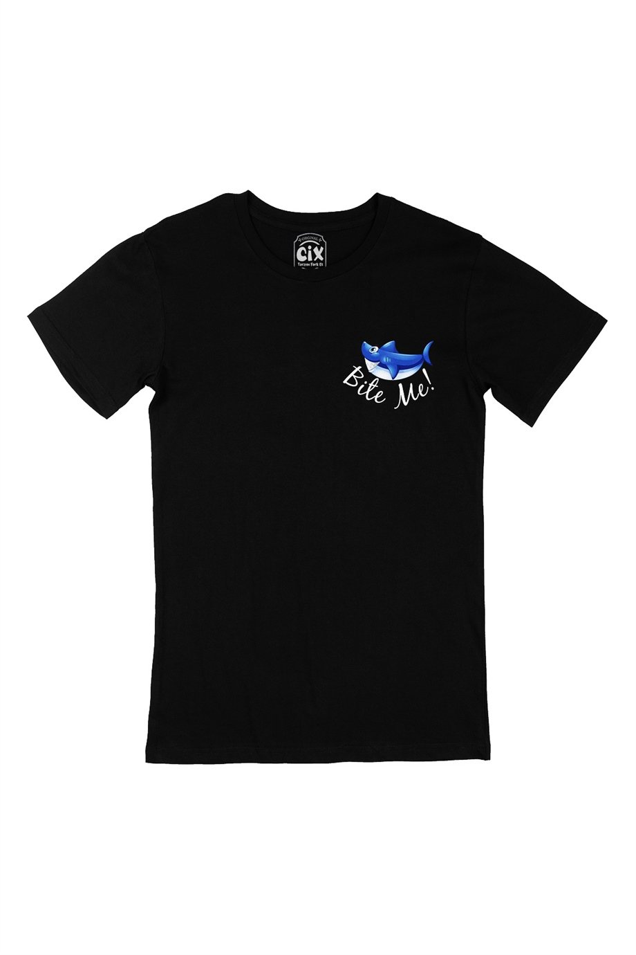 Bite Me Cep Logo Tasarımlı Siyah Tişört