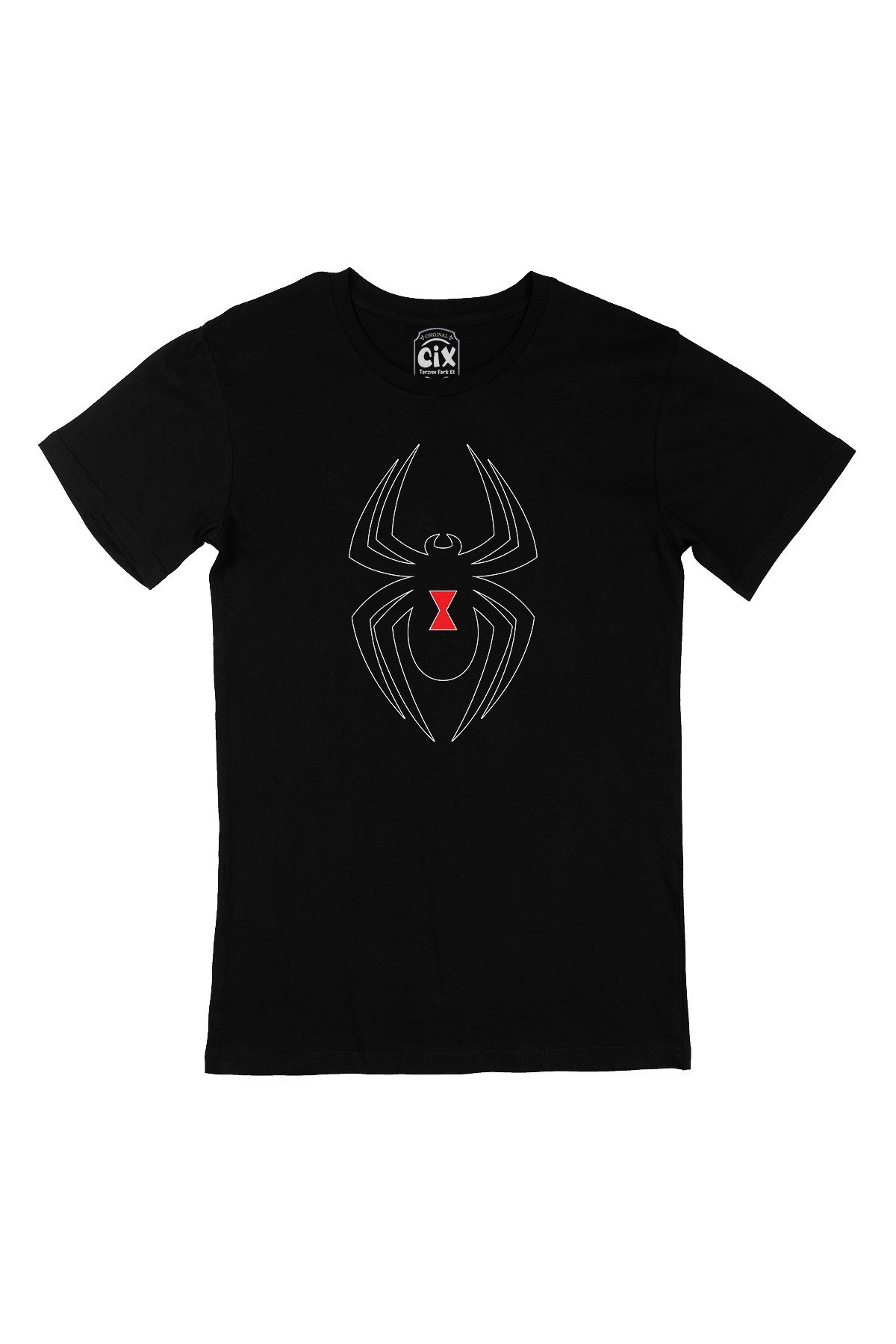Black Widow Spider Tasarımlı Siyah Tişört