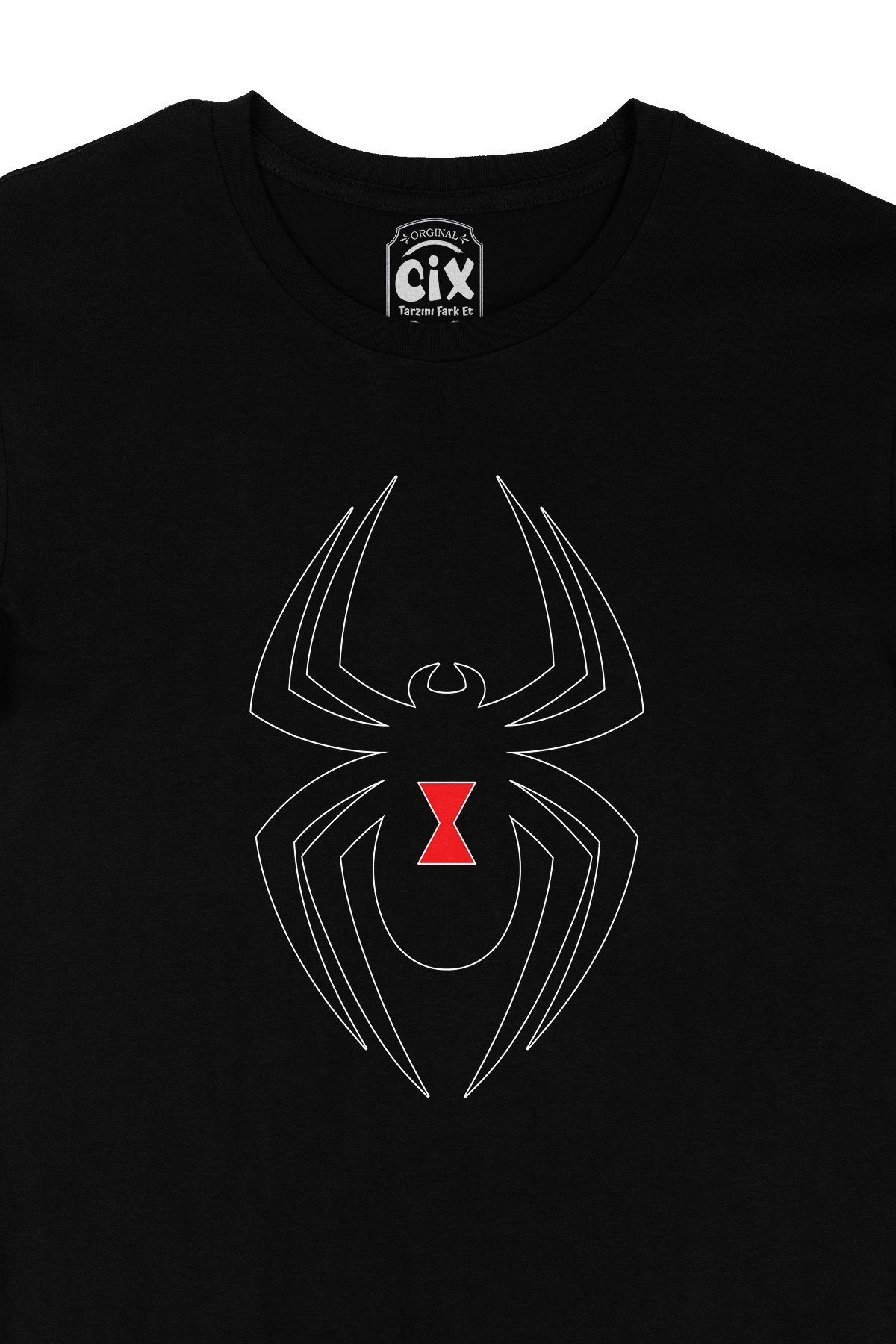 Black Widow Spider Tasarımlı Siyah Tişört