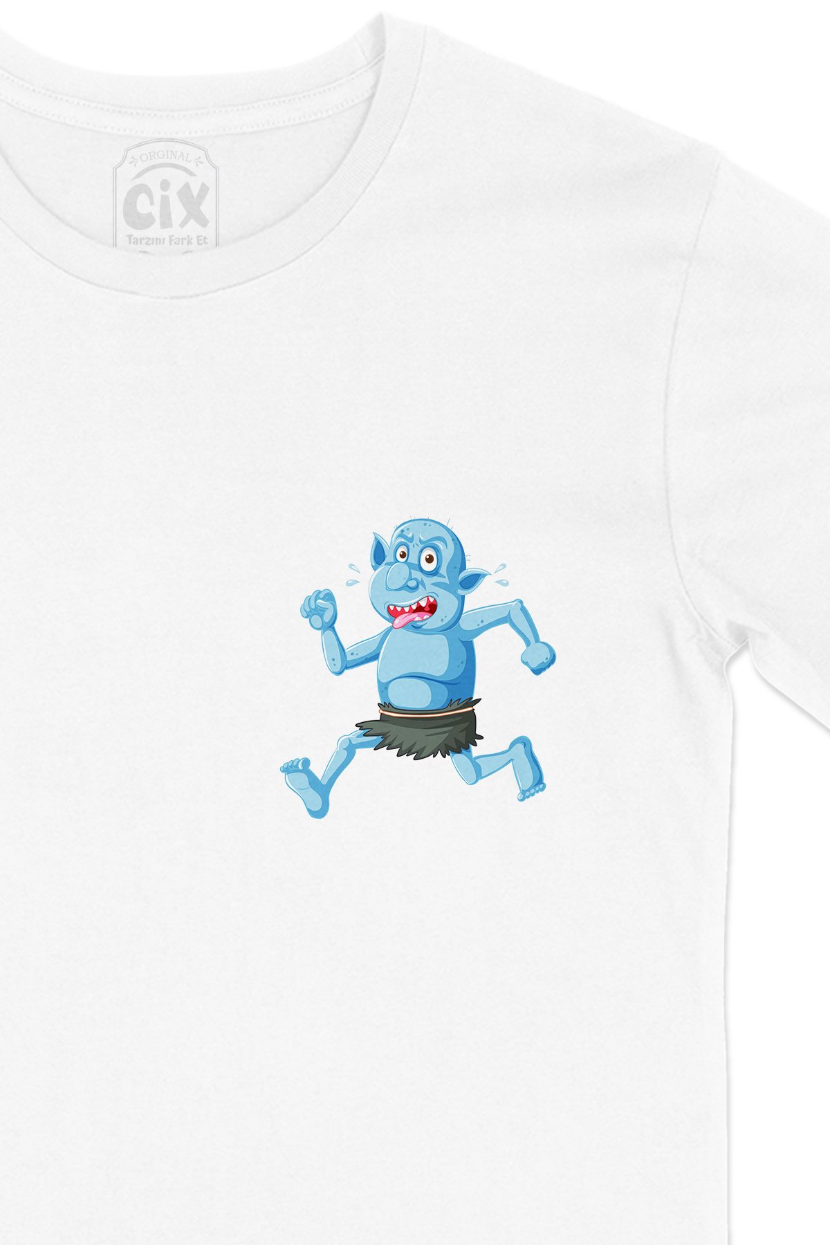 Blue Goblin Cep Logo Tasarımlı Beyaz Tişört