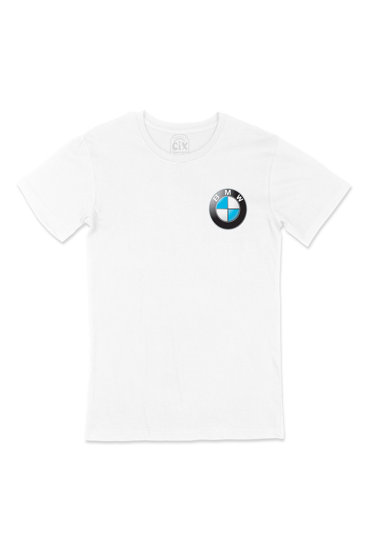 BMW Logolu Cep Logo Tasarımlı Beyaz Tişört