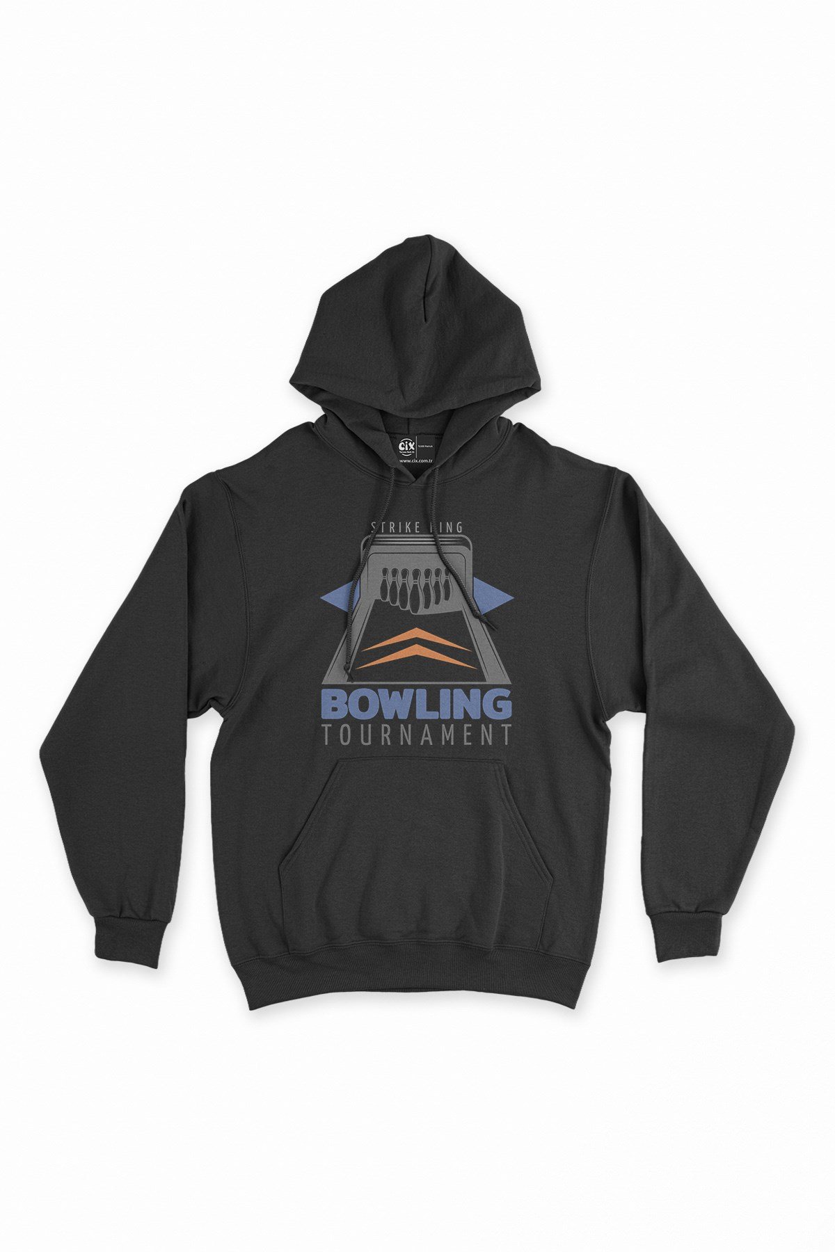 Bowling Turnuvası Siyah Kapşonlu Sweatshirt Hoodie