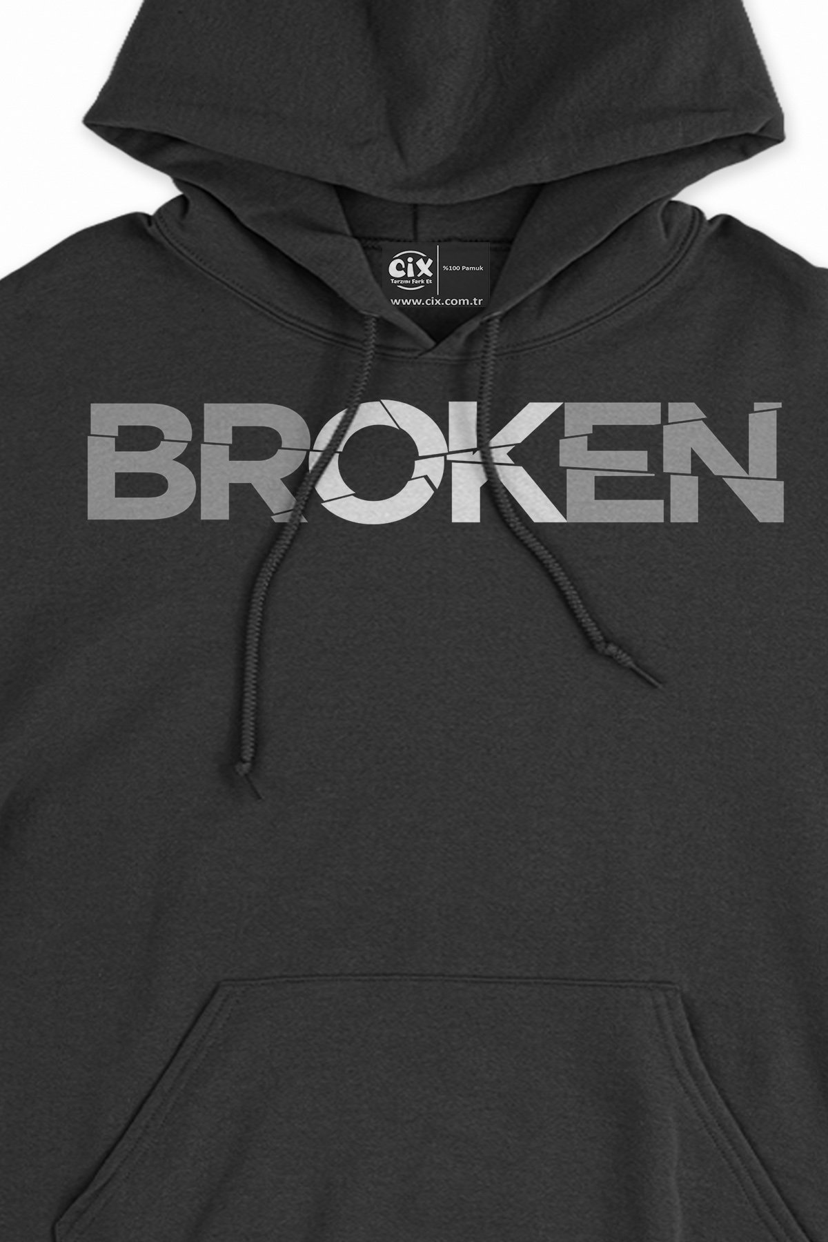 Broken Siyah Sweatshirt Hoodie