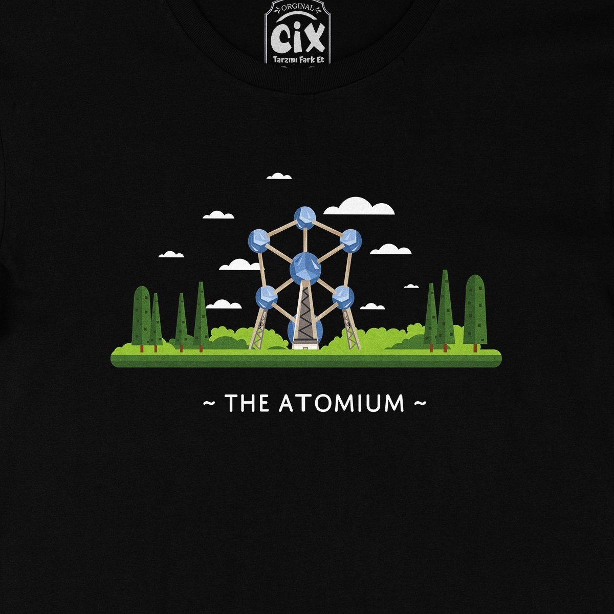 Brüksel Atomium Siyah Tişört