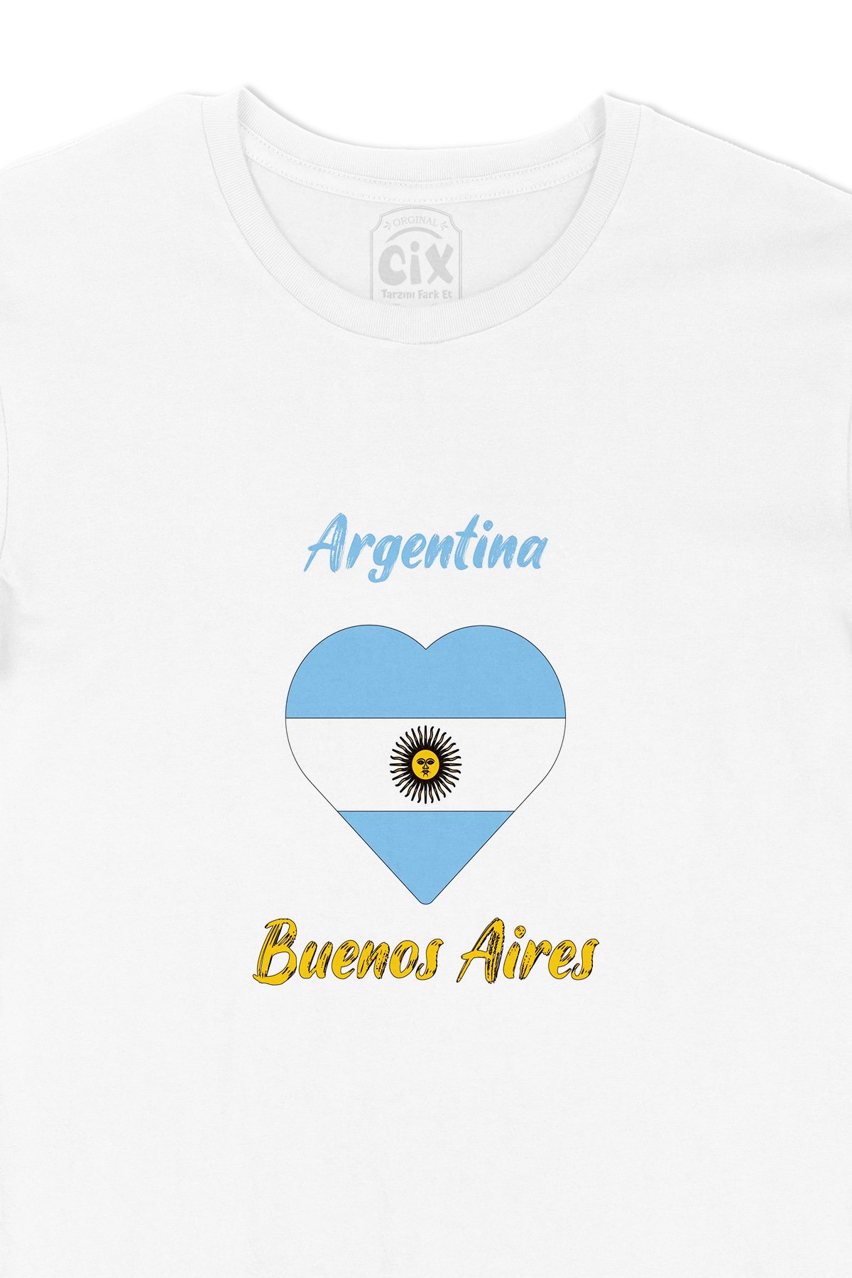 Buenos Aires Arjantin Bayraklı Kalpli Tişört